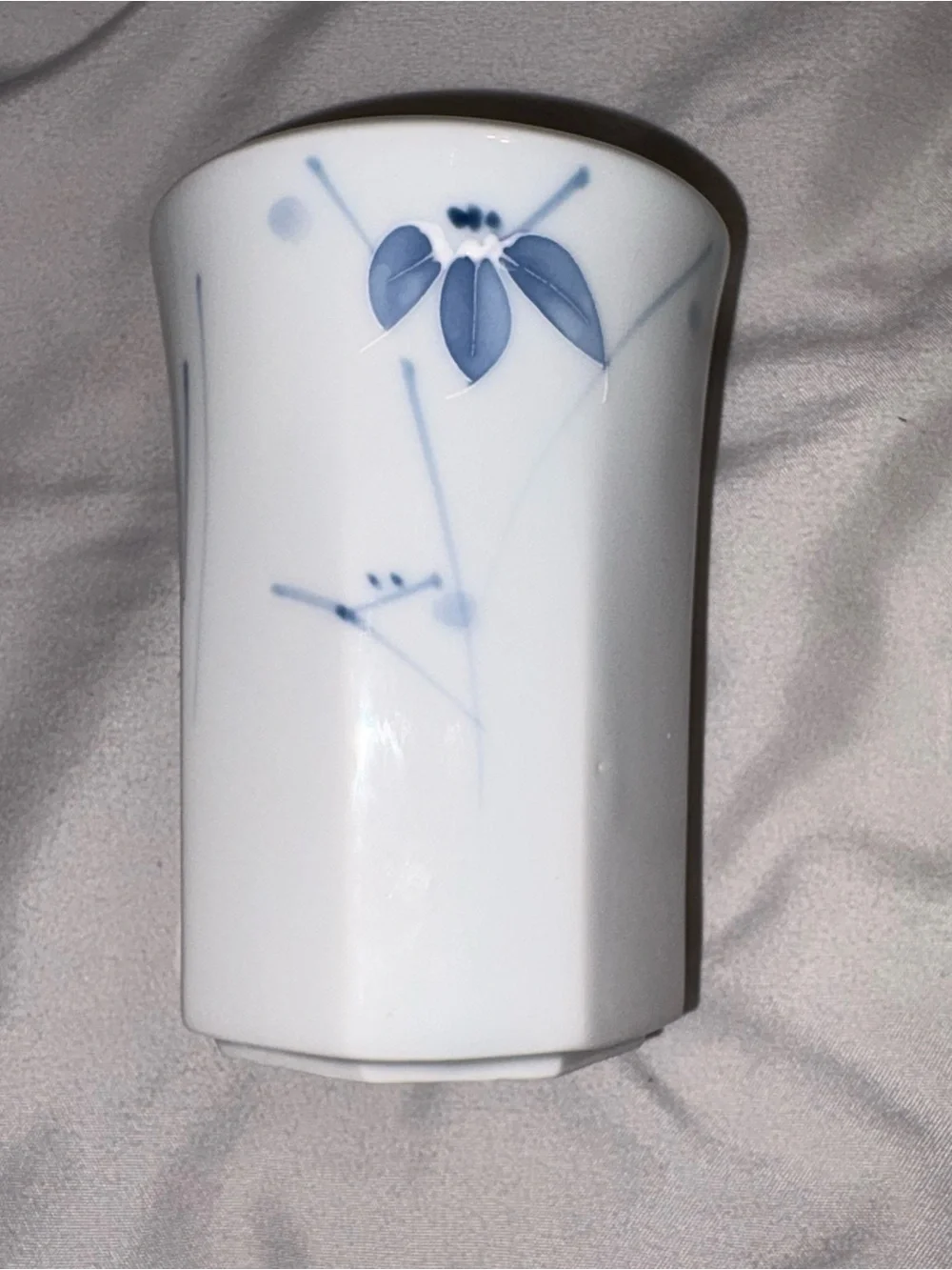 Porcelain Toothbrush Holder with Pink and Blue Floral Motif